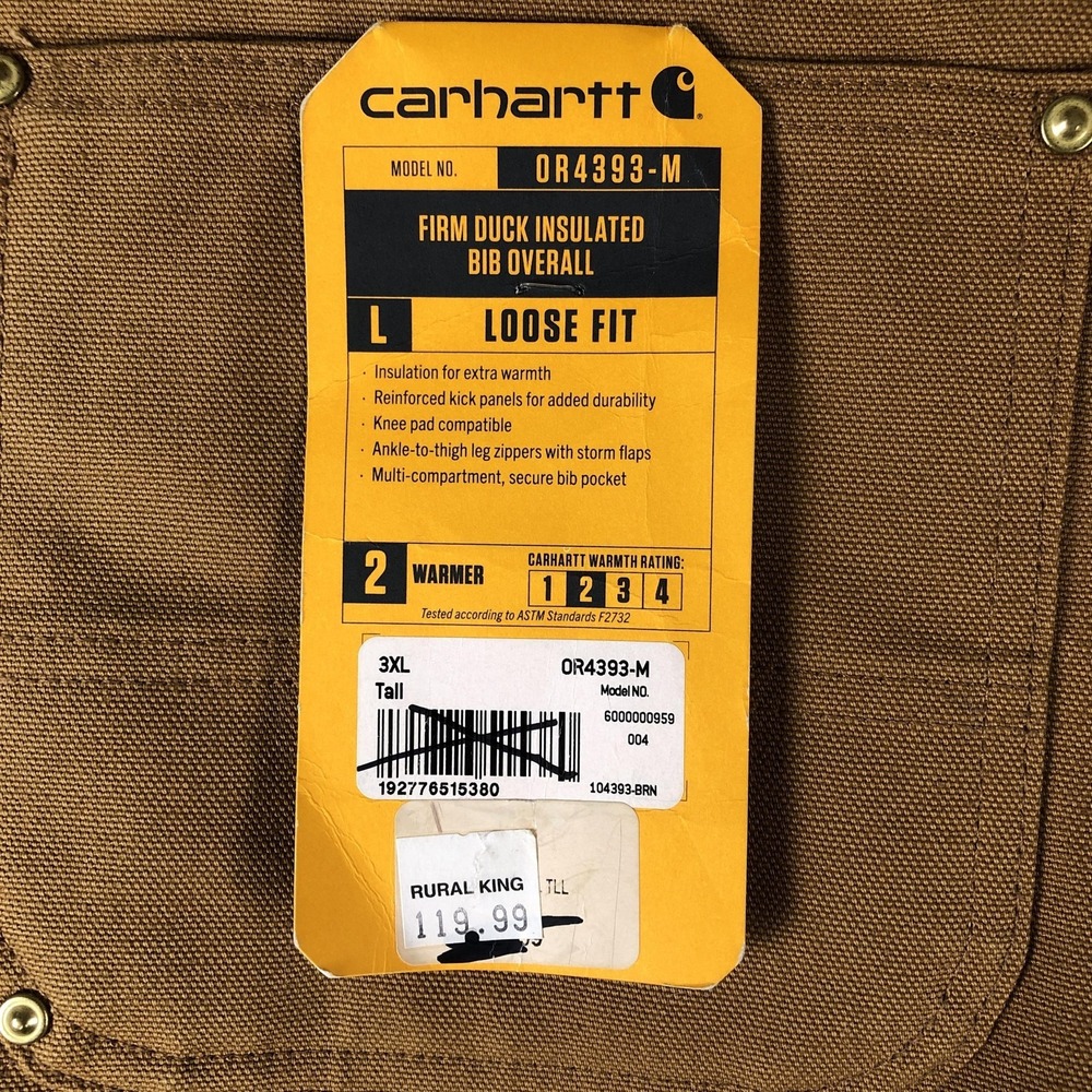 Carhartt‎ Overalls Mens 3XL Tall Brown Canvas Insulated Bib Workwear OR4393-M - Picture 9 of 15